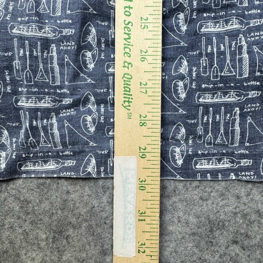VTG Gap Shirt Mens Large Blue Nautical Ship Bottle Linen Blend Button Up Travel - Picture 6 of 7